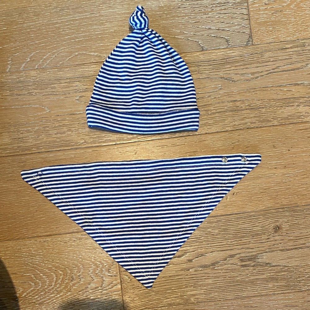 Striped Baby Hat and Bib Set